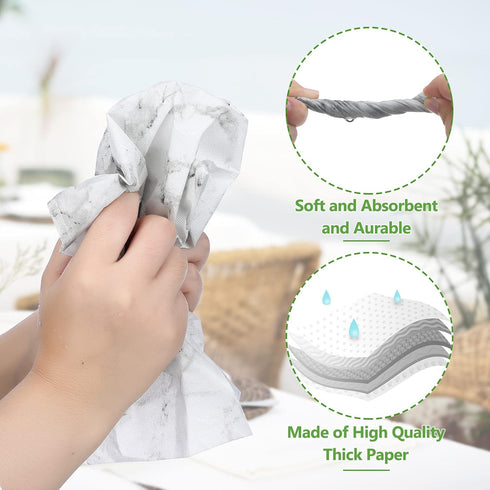 Zonon 200 Pcs Paper Hand Towels for Bathroom Disposable Hand Towels Marble Guest Towel Decorative Napkins Marbleized