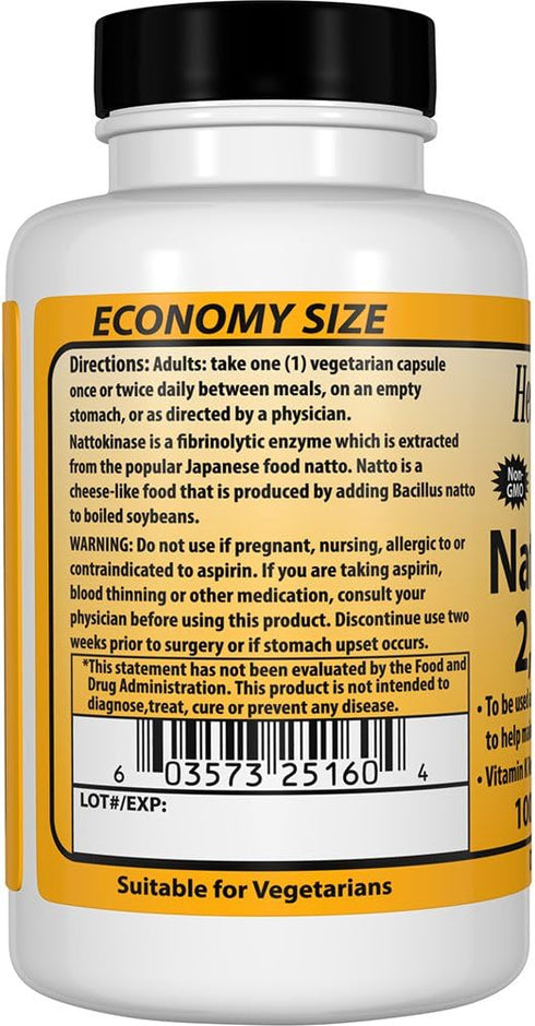 Healthy Origins Nattokinase 2,000 FU's Multi Vitamins, 100 mg, 180 Count
