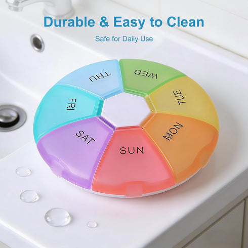 OxtraCare 7-Day Weekly Pill Organizer, Pill Box with Large Compartments, Medical Bedside & Homecare Medication