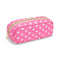 Cute Waterproof Small Pencil Case Makeup Bag for Purse, Preppy Nylon Makeup Brush Holder with Zipper (Slim-Pink Heart)