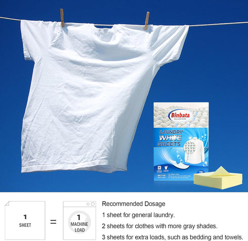 Eco Laundry Whitener Sheets 78 Count, Binbata Unscented High Concentrated Laundry Bleach for Sensitive Skin