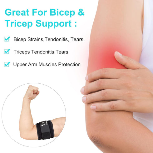 Bicep & Tricep Tendonitis Brace Compression Sleeve - Pain Relief for Muscle Strains, Upper Arm Support (L/XL Width-4")