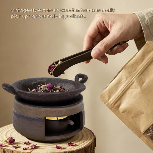 Muyoka Ceramic Aromatherapy Burner, Incense Burner Kit with Clip and Pine Pad, Essential Oil Burner, Zen Incense Holder