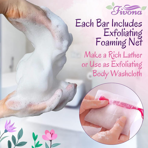Set 3 3 5.3 oz FIVONA Pink Yoni Soap Bar of - Gentle Feminine Wash & Body Cleansing Bars, Herbal Soap with Natural