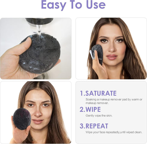 SUNLAND Reusable Makeup Remover Pads, Microfiber Face Cleansing Gloves, Washable Makeup Remover Cloth with Laundry Bag