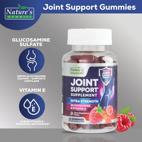 Joint Support Supplement - Extra Strength Glucosamine Gummy - 60 Gummies - Supports Joint Health & Flexibility