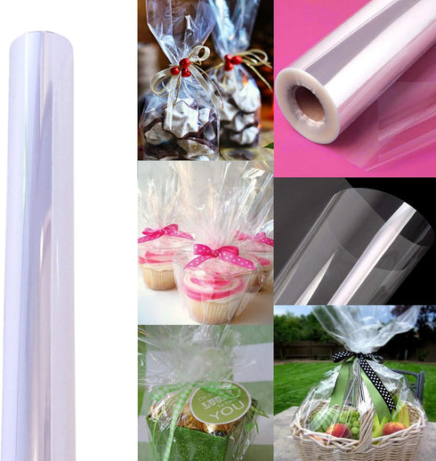 AnapoliZ Clear Cellophane Wrap Roll - 100’ Ft. Long X 16” Wide, 2.3 Mil Thick for Gifts, Baskets, Arts & Crafts