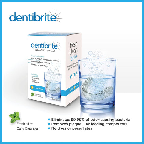 Crystals Cleaner for Removable Dental Appliances - 30ct - Invisalign Aligners, Retainers, Guards, Dentures,