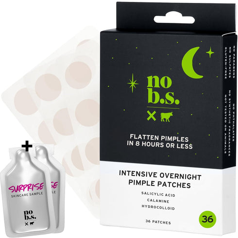 No BS Intensive Overnight Pimple Patches, Fast-Acting Acne Spot Treatment, 1 BOX of 36ct