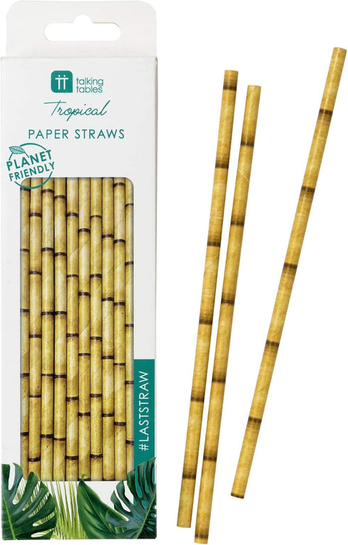 Talking Tables Tropical Fiesta Bamboo Paper Straws, Pack of 30, Biodegradable Eco-Friendly