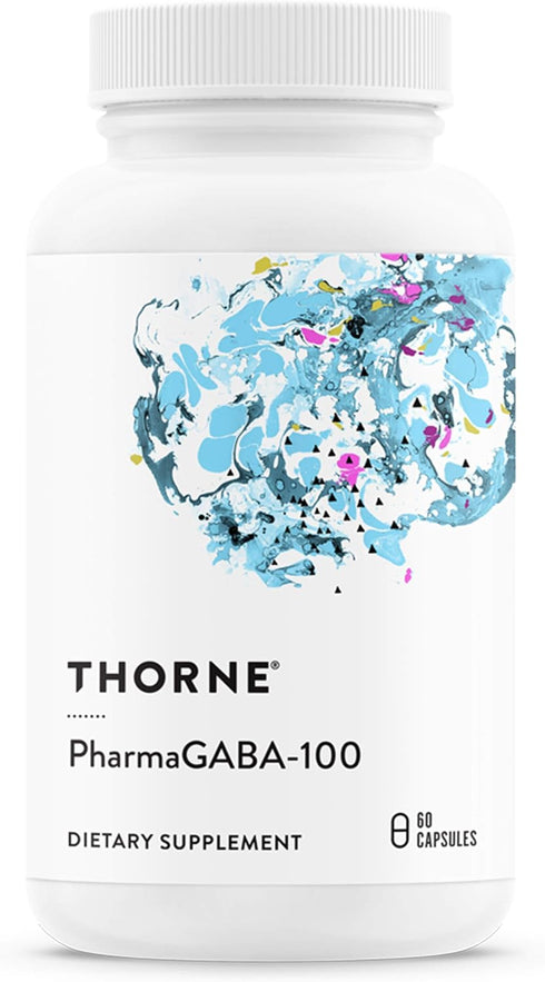 THORNE PharmaGABA-100, GABA Supplement, 100 mg Natural Source Gamma-Aminobutyric Acid, 60 Capsules
