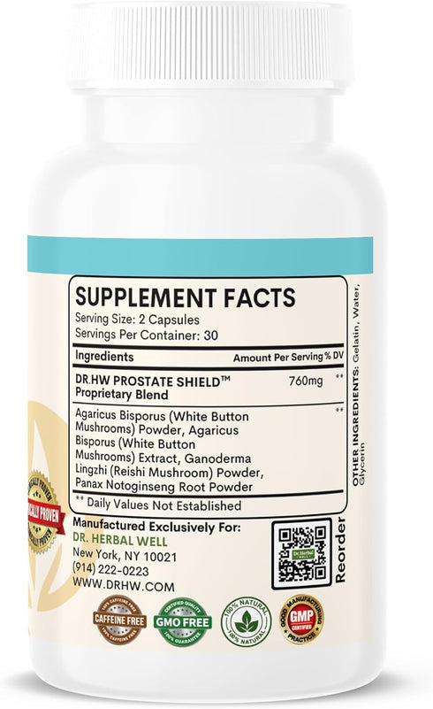 Immune-Boosting 100% DR. HERBAL WELL Prostate Shield Clinically Tested Natural No Added Vitamins Minerals or Sugar