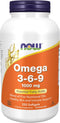 NOW Supplements Omega 3-6-9, 250 Softgels | 1000 mg with Flax Seed, Evening Primrose, Canola, Black Currant & Pumpkin