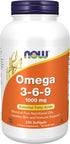 NOW Supplements Omega 3-6-9, 250 Softgels | 1000 mg with Flax Seed, Evening Primrose, Canola, Black Currant & Pumpkin