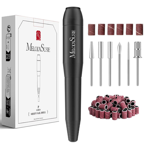 MelodySusie Electric Nail Drill Machine, Portable Efile Set for Acrylic Gel Nails, Manicure Pedicure Tool (Black)