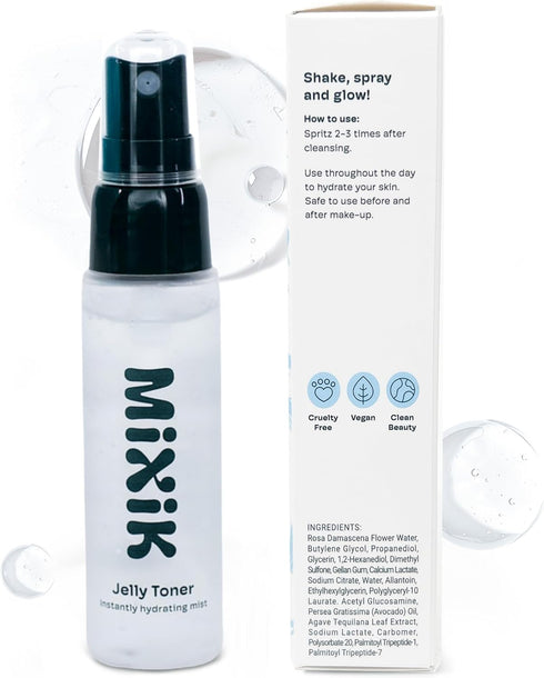 Jelly Toner Spray for Face - Skincare Mist, Alcohol-Free Facial Toner for Hydrating, Made of Rose Water, Avocado Oil, Blue Agave Extract (30 ml (1.0 fl oz) Travel Size)