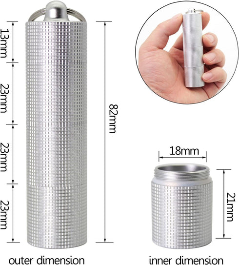 PPFISH Portable Daily Pill Case, 3 Compartments Anti-Skid Aluminum Alloy Waterproof Pill Box Dispenser, Keychain Holder