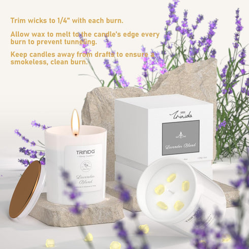 TRINIDa Aromatherapy Candle Non-Toxic Soy Wax Candle with Citrine Crystal, Lavender Blend Essential Oil for Stress