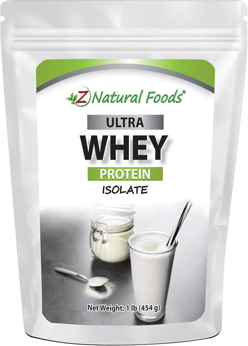Z Natural Foods Whey Protein Powder Isolate - Unsweetened Protein Powder, 100% Pure, Gluten Free, 1 lb