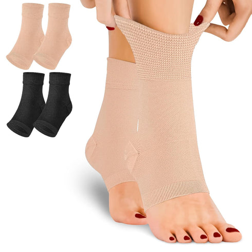 Ankle Brace Compression Sleeves, Open Toe Compression Socks 8-15mmHg for Women Men, Plantar Fasciitis Support