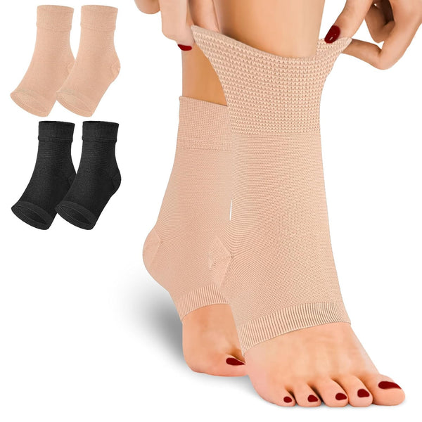 Ankle Brace Compression Sleeves, Open Toe Compression Socks 8-15mmHg for Women Men, Plantar Fasciitis Support