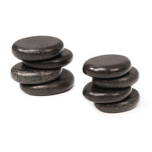 Pack Set 8-Piece Master Massage Toes Basalt Hot Stone Beauty Facial Stones Skin Care Heating Tools - Natural Black