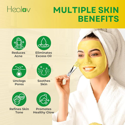 Sulfur Face Mask, All Natural Sulfur Facial Clay Mask for Glowing Skin, Acne, Oily Skin, Unclogs Pores