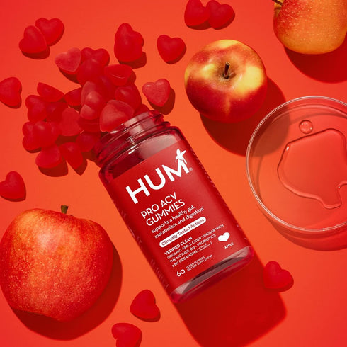 HUM Pro ACV Gummies - 100% Organic Apple Cider Vinegar with The Mother, Probiotics & B12 for Digestive Health