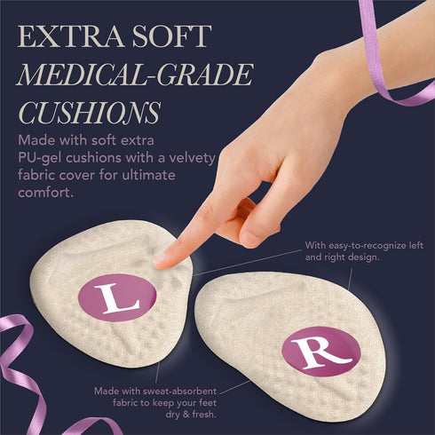 Ballotte Ball of Foot Cushions for Women & Men, High Heel Comfort Pads, Soft Gel Foot Pads for Ball of Foot Pain Relief