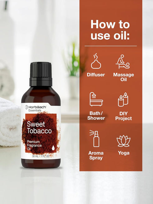 Horbaeach Sweet Tobacco Fragrance Oil, 1 fl oz (30ml), Premium Grade for Diffusers, Candle & Soap Making