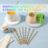 Skrfren 100 Pack 7.7 Inches Striped Straws Paper Assorted Rainbow Colors Striped Drinking Straw Rainbow Paper Straw