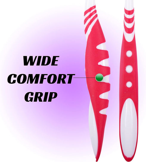 Extra Firm Toothbrush Set for Adults, Travel Toothbrush Kit, Hard Multicolor Denture Brush, 12 Pack