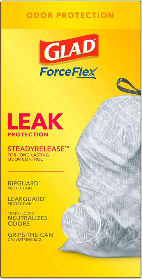 Glad Trash Bags, ForceFlex Tall Kitchen Drawstring Garbage Bags, 40 Ct Fresh Clean, 13 Gal (Package May Vary)