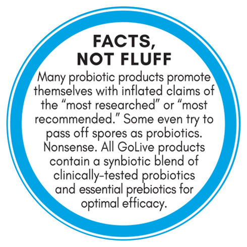 GoLIVE PROBIOTIC + PREBIOTIC SYNBIOTIC POWDER BLEND, Flavorless/Sugarless, 10B-50B CFUs for Gut Health, Digestion &