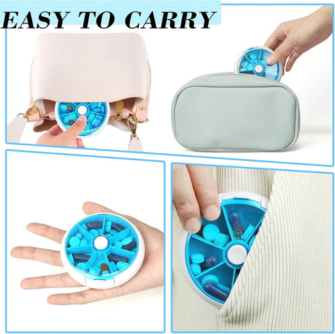 INVODA Pill Organizer - Weekly Pill Cases, 7 Day 3 Times Medicine Dispenser with Push Button Rotate Pill Planner