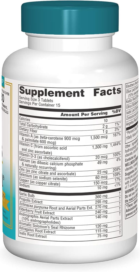 Source Naturals Wellness Formula Bio-Aligned Vitamins & Herbal Defense - 45 Tablets, Immune System Support