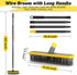JIURAIN 2 1 Heavy Duty Broom Wire Floor Scrub Brush with Long Handle, in Scrape and Stainless Steel Bristle Brooms