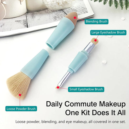 Multi-Tasker 4-in-1 Makeup Brush - Vegan & Travel-Friendly All-in-One Beauty Tool for On-the-Go Glam