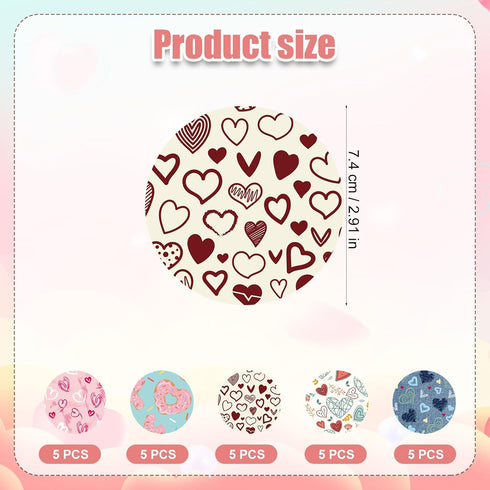 XIHIRCD 25pcs 2 3, 3/2 Adhesive Patches for Libre or Valentines Theme Sensor Patches Protector CGM Glucose Sensor
