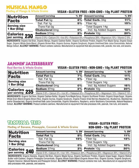 Pack -12 Pack) JAMBAR Organic Artisan Energy Bar (Vegan Variety