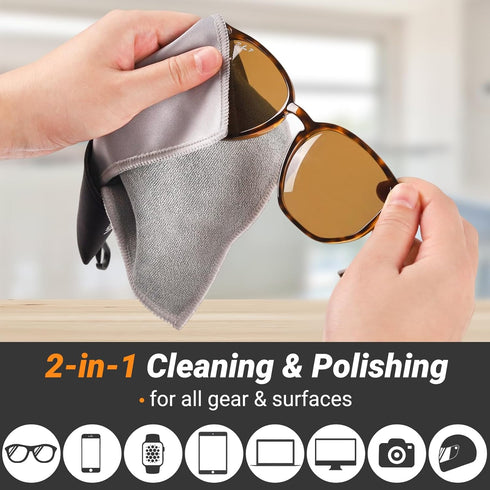 Eye Glass Clean Cloths,2 Side Glasses Cleaner & Polishing Kit, Microfiber Cleaning Cloth for Glasses,Lenses, Screens, Cameras, iPad, iPhone,LCD TV Screens, No Scratch - Pack of 4,6X 6-Inch