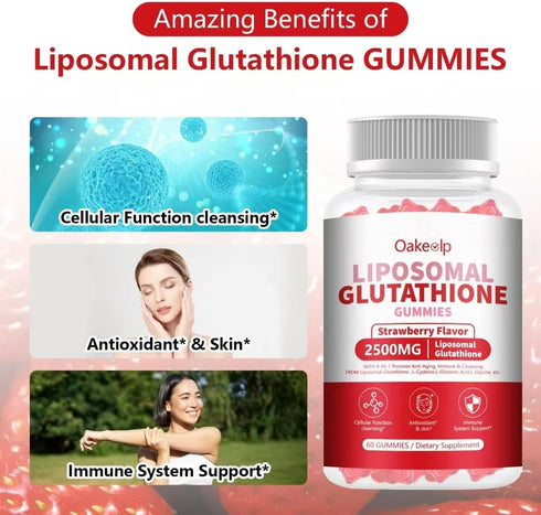 Oakevlp 2500MG Gummies 98% Extra Powerful Liposomal Glutathione for skin whitening,Enhance Absorption-Complex
