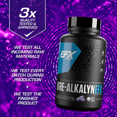 EFX Sports Kre-Alkalyn EFX, pH Correct Creatine Monohydrate Supplement, 60 Servings, 120 Capsules