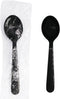 Party Essentials Individually Wrapped Heavy Duty Black Plastic Utensil Sets, 100 Sets, Includes Soup Spoon