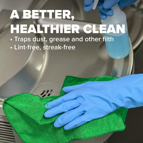 Pinnacle Mercantile 12 Microfiber Cloths and 4 Spray Bottles, Extra Large Towels for Home Cleaning