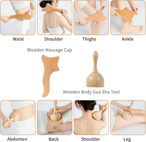 7 Pack Wood Therapy Massage Tools Set for Body Shaping, Cellulite Massager, Maderoterapia Kit Colombiana, Lymphatic