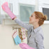 Bamllum Rubber Cleaning Gloves - 2 Pairs of Medium Latex Free Kitchen Gloves, Non-Slip Waterproof (Blue+Pink)
