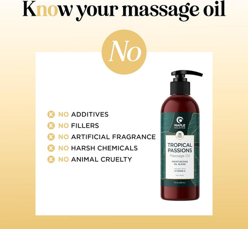 Tropical Sensual Massage Oil for Couples - Complete Relaxation Full Body Massage Oil for Date Night with Smooth Gliding