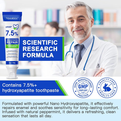 MASAIGGE 7.5% Hydroxyapatite Toothpaste, Hydroxyapatite Toothpaste for Enamel Protection and Tooth Strengthening