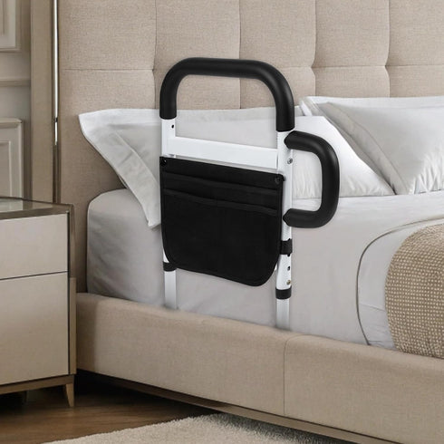 Klvied Bed Rails for Elderly Adults Safety, Adjustable Bed Side Rails with Side Handle, Bed Cane with Storage Bag, Fit